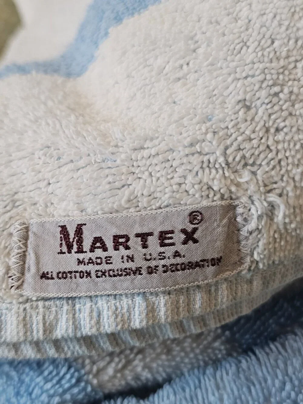 VTG Martex Light Blue White‎ Bath Towels Set Of 3 Monogram W USA Made Reversible